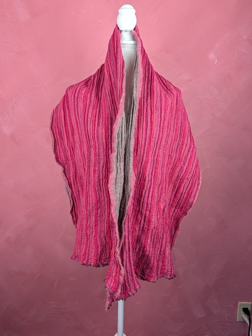 Pink wool scarf wrap